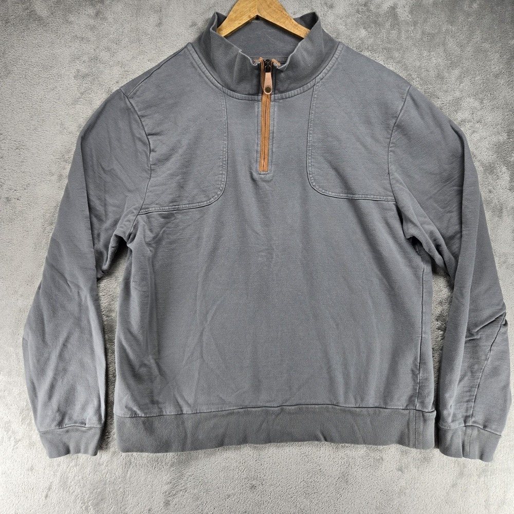 Over Under Clothing 1/4 Zip Pullover Made in USA Heavyweight Cotton Gray Size L